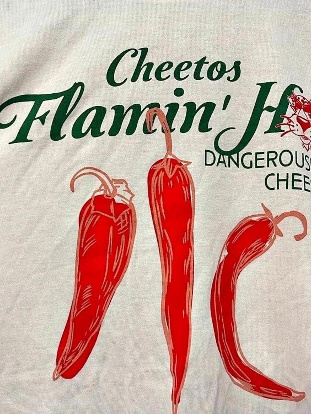 Cheetos Flamin' Hot Graphic Tee Pink & White Size Medium